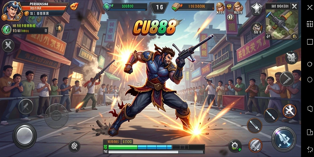 Tangkapan layar menampilkan aksi intens dalam game CU888.