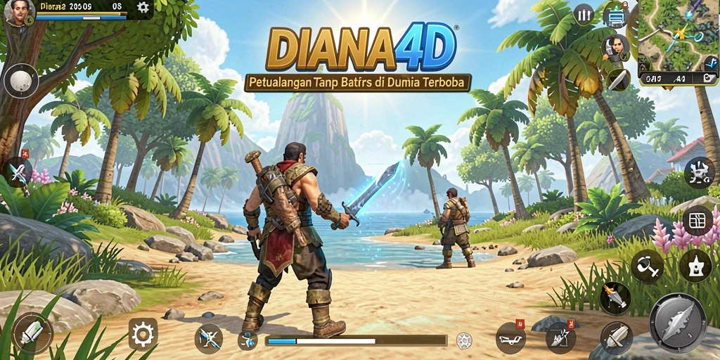 Screenshot gameplay DIANA4D menampilkan eksplorasi dunia terbuka yang menakjubkan.