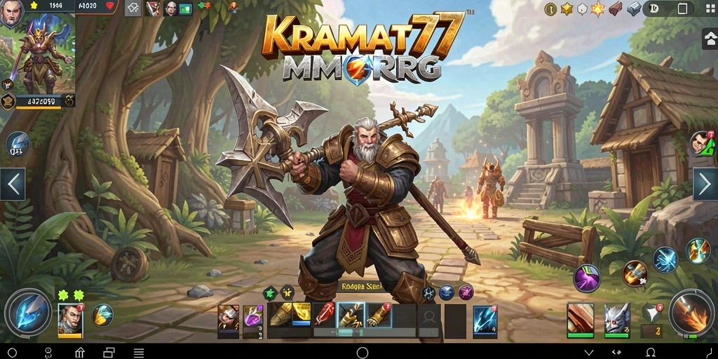 Tangkapan layar gameplay KRAMAT77 menampilkan aksi epik dalam dunia MMORPG.