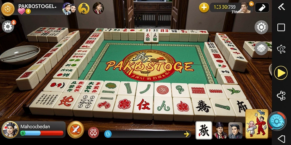 Tampilan gameplay seru PAKBOSTOGEL dengan batu Mahjong yang menantang.