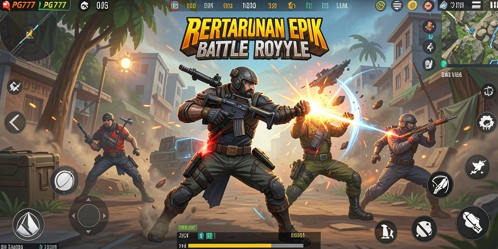 Gameplay seru PG777 dalam pertarungan Battle Royale.