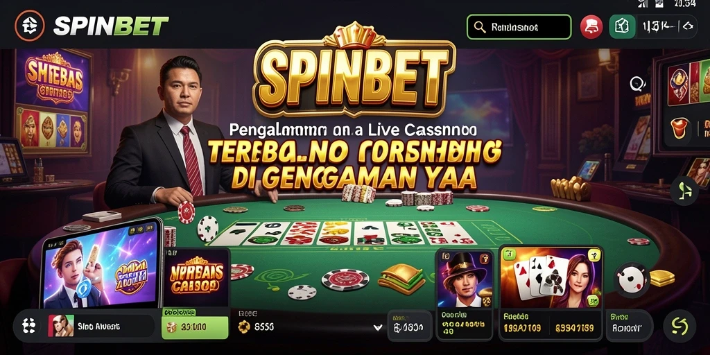 Screenshot gameplay Live Casino SPINBET menampilkan dealer langsung dan suasana kasino yang mendebarkan.